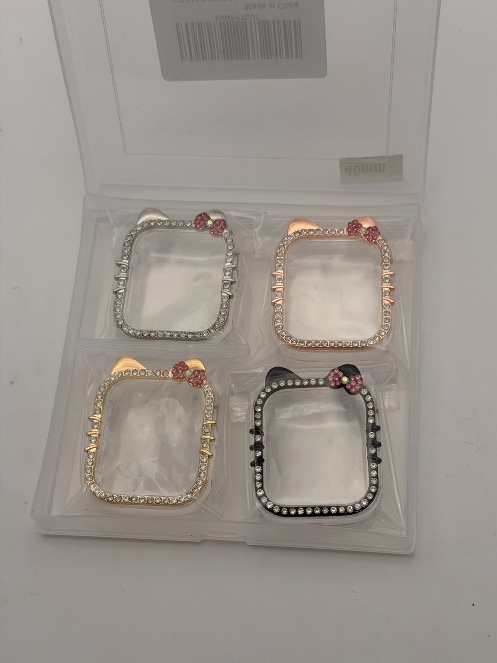 Apple Watch Hello Kitty Stainless Steel Case Protector, Silver, Black, Gold, 40m